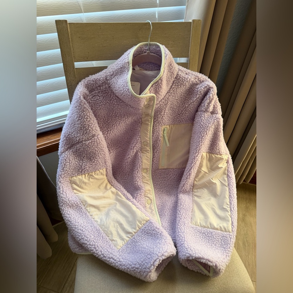 Fabletics Lavender Tahoe Teddy Jacket with Cream Details NWT!!!!!
